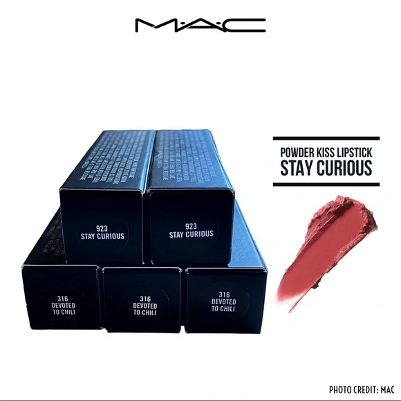 *Host Pick* MAC 💋 Powder Kiss Lipstick in “Stay Curious” (Pinky Red) BNIB - Picture 3 of 8